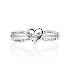 Infinity Heart Rhinestone Silver Ring